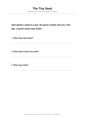 First Reading Comprehension page preview 3
