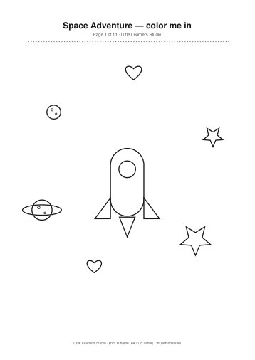 Space Adventure Coloring Pack Vol. 7 page preview 1