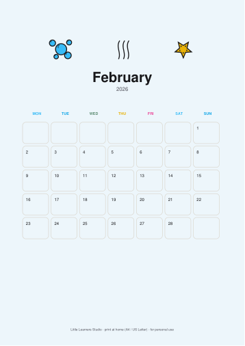Ocean Friends 2026 Kids Wall Calendar page preview 2