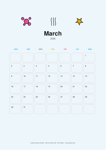 Ocean Friends 2026 Kids Wall Calendar page preview 3