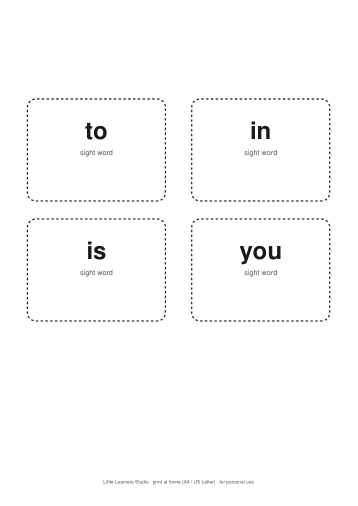 100 Sight Words Flashcards page preview 2