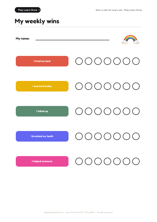 Rainbows Reward Chart Set
