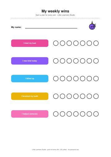 Unicorn Dreams Reward Chart Set page preview 1