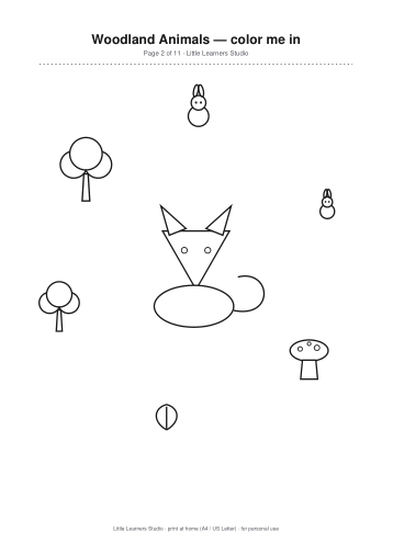 Woodland Animals Coloring Pack Vol. 2 page preview 2