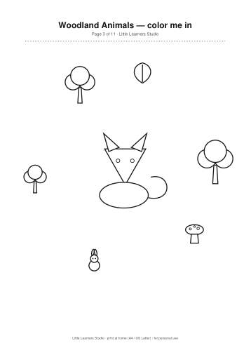 Woodland Animals Coloring Pack Vol. 2 page preview 3