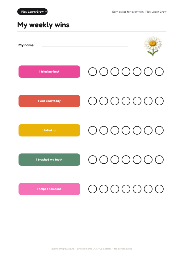 Flowers Reward Chart Set