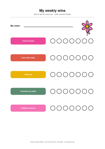 Flowers Reward Chart Set page preview 1