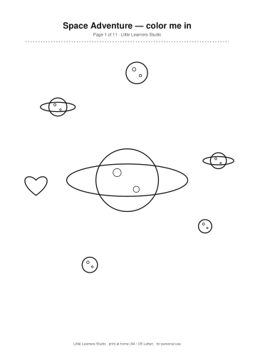 Space Adventure Coloring Pack Vol. 1 page preview 1