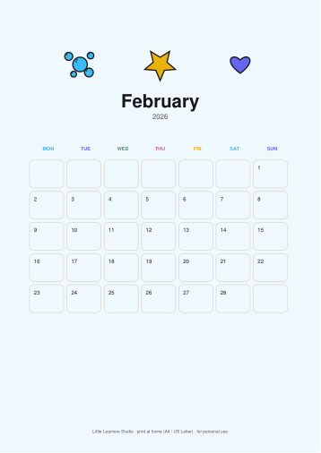Bubbles 2026 Kids Wall Calendar page preview 2