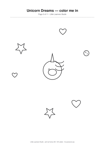 Unicorn Dreams Coloring Pack Vol. 1 page preview 3