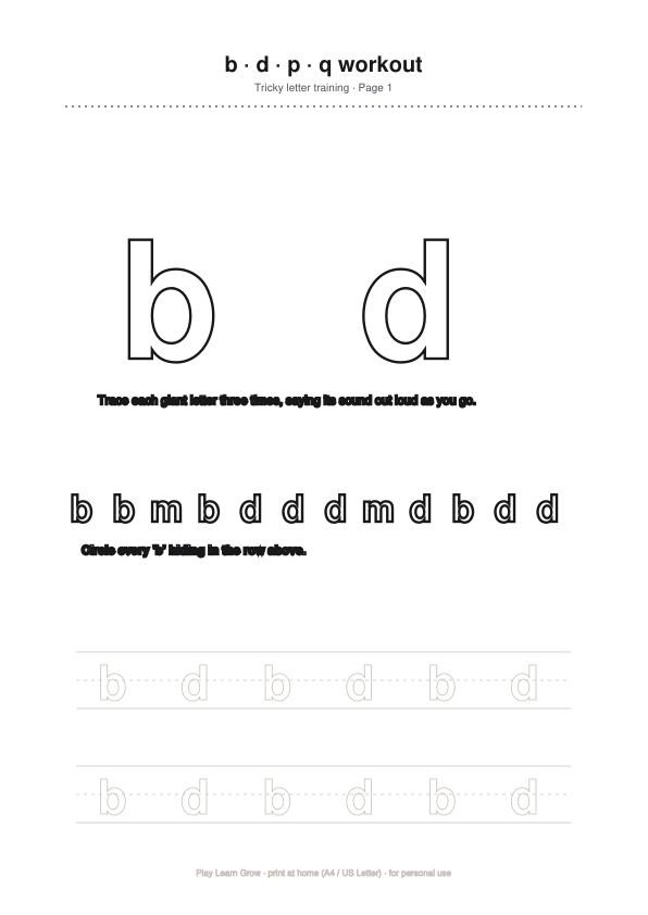 Letter Reversal Practice Pack (b/d/p/q)
