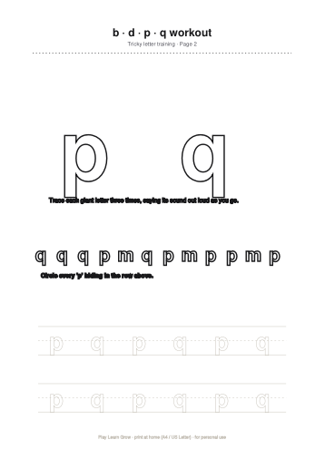 Letter Reversal Practice Pack (b/d/p/q) page preview 2