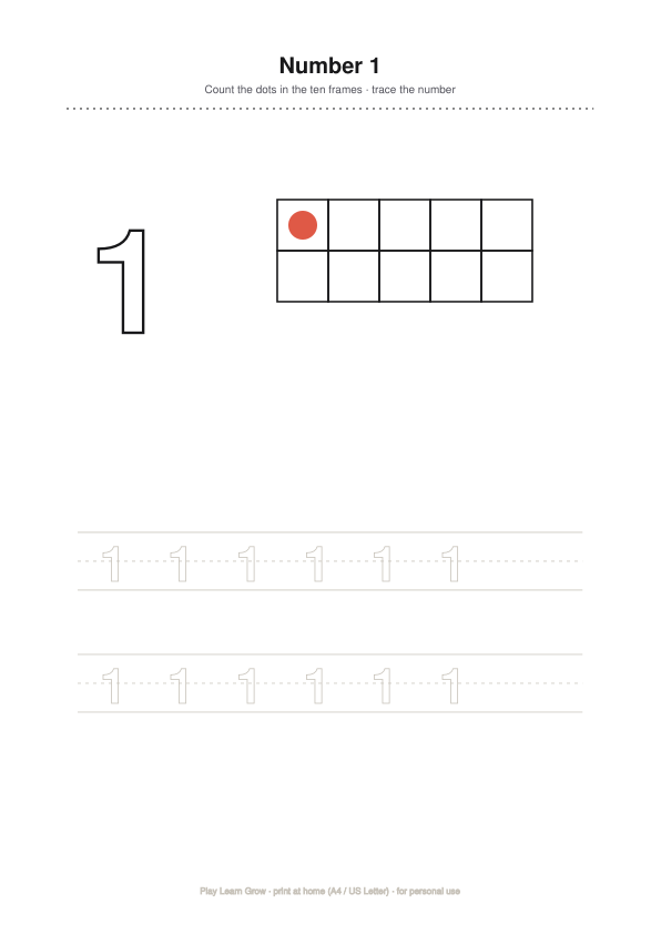 Ten-Frame Counting Mats 1–20