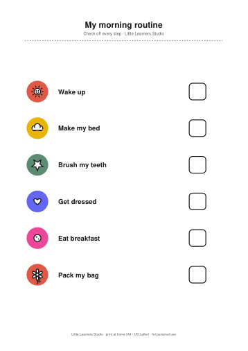 Morning & Bedtime Routine Charts page preview 3