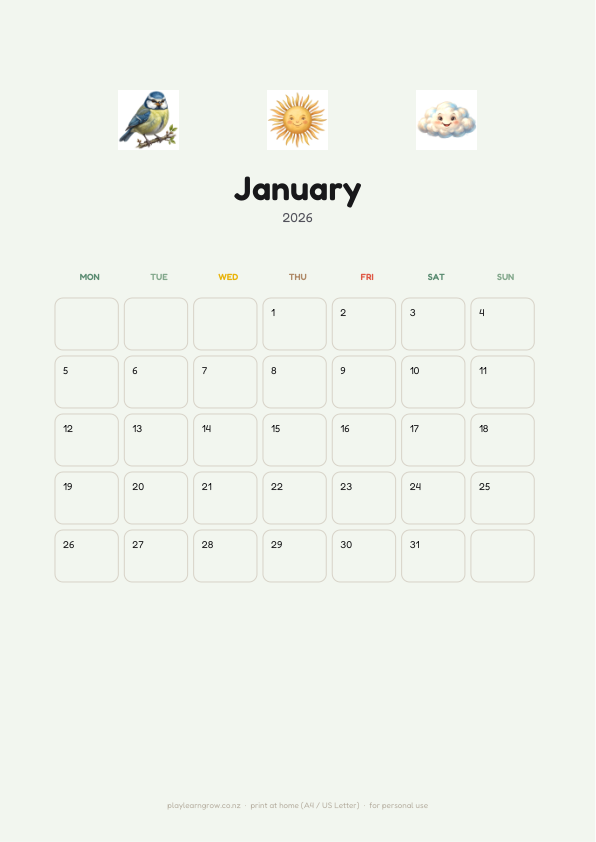 Nature 2026 Kids Wall Calendar