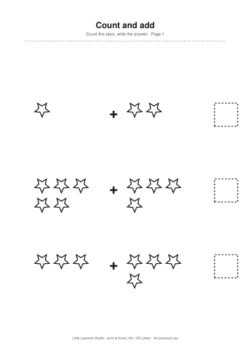 Addition to 10 Worksheets page preview 1