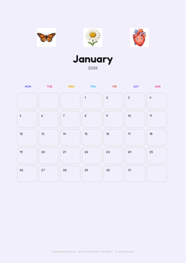 Butterflies 2026 Kids Wall Calendar