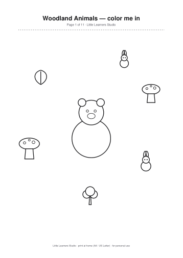 Woodland Animals Coloring Pack Vol. 3 page preview 1