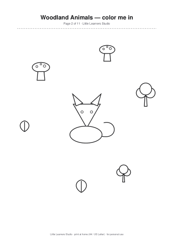 Woodland Animals Coloring Pack Vol. 3 page preview 2