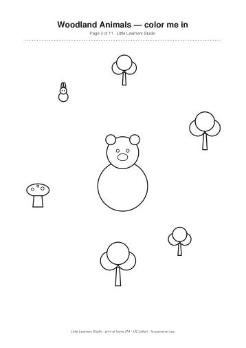 Woodland Animals Coloring Pack Vol. 3 page preview 3