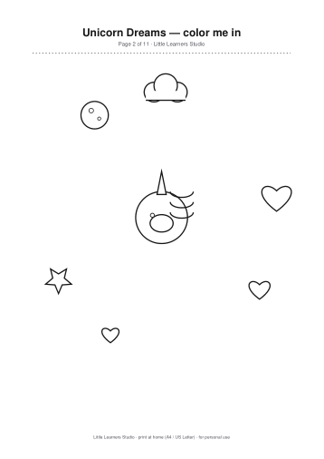 Unicorn Dreams Coloring Pack Vol. 2 page preview 2