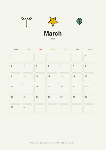 Dinosaur Land 2026 Kids Wall Calendar page preview 3