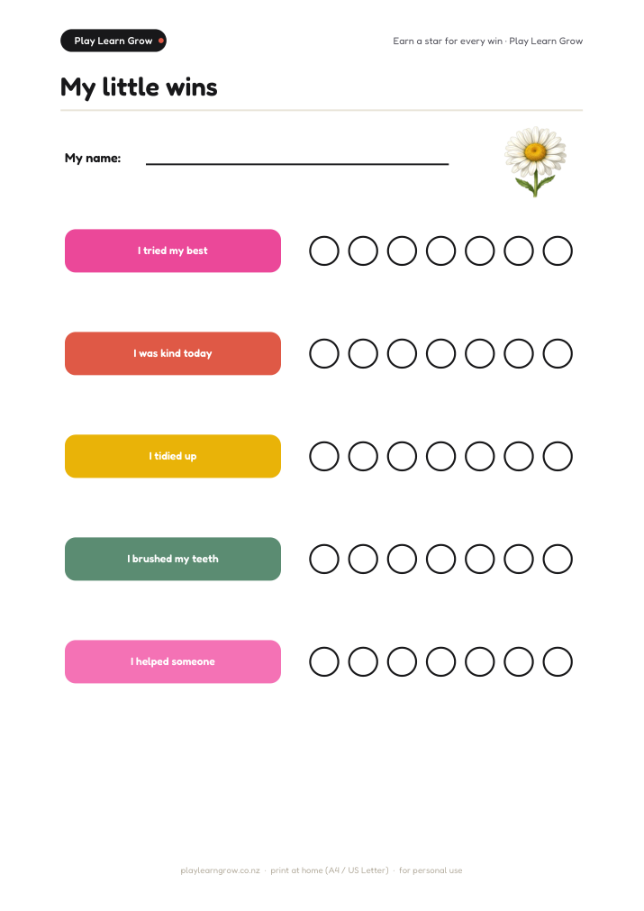 Mini Star Reward Chart