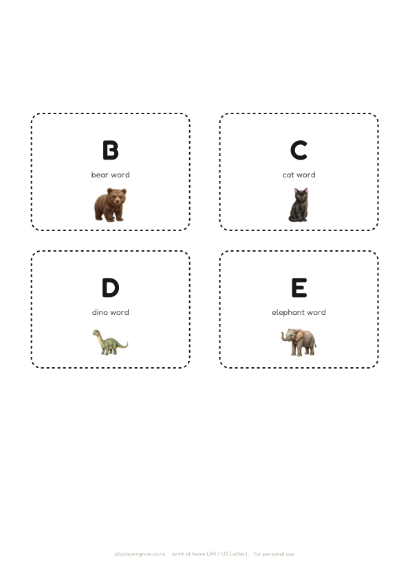 Alphabet Flashcards — Sheet 1 (cut out & play)