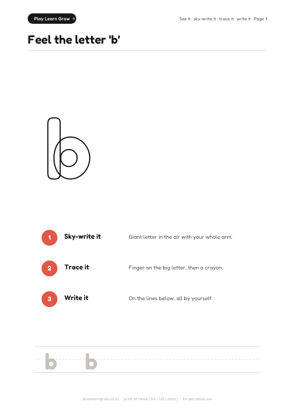 Feel the letter 'b'