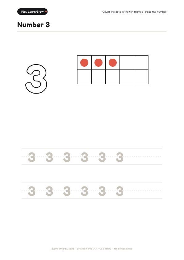 Ten Frames — the number 3