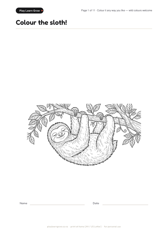Colour the sloth! page preview 1