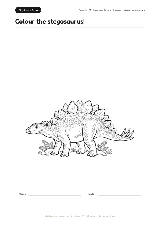 Colour the stegosaurus! page preview 1