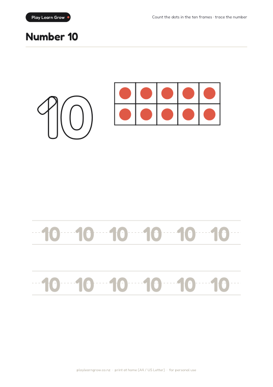 Ten Frames — the number 10 page preview 1