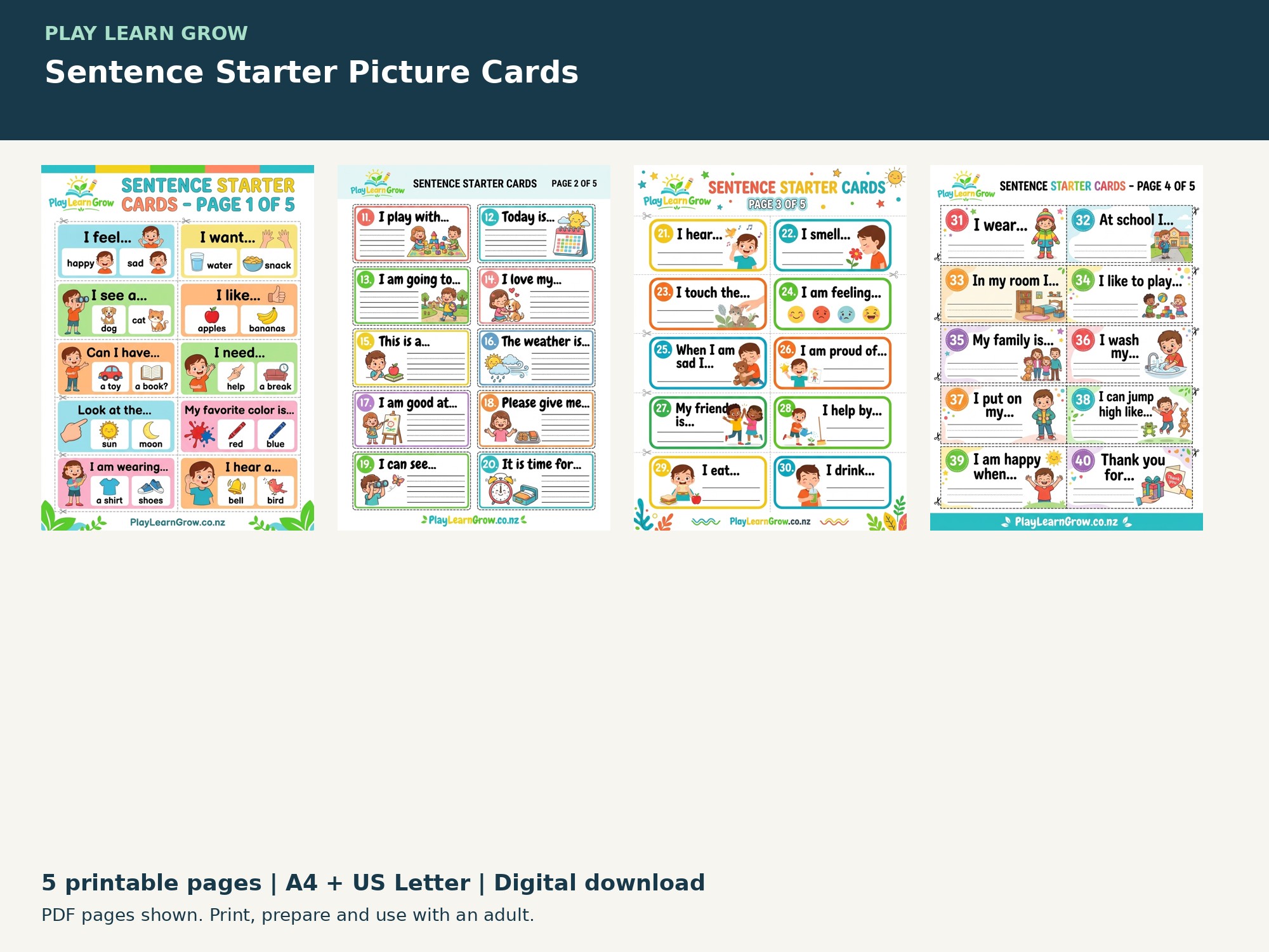 Sentence Starter Picture Cards preview 2