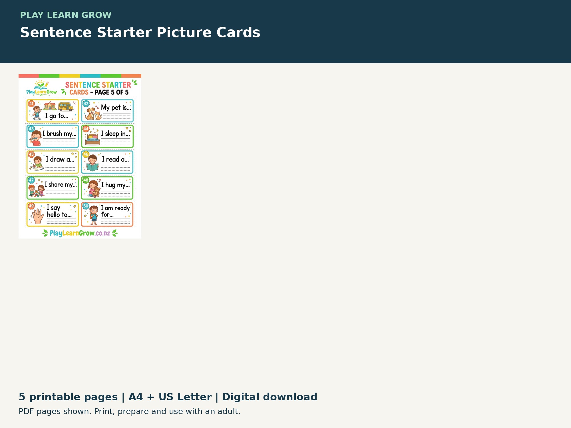 Sentence Starter Picture Cards preview 3