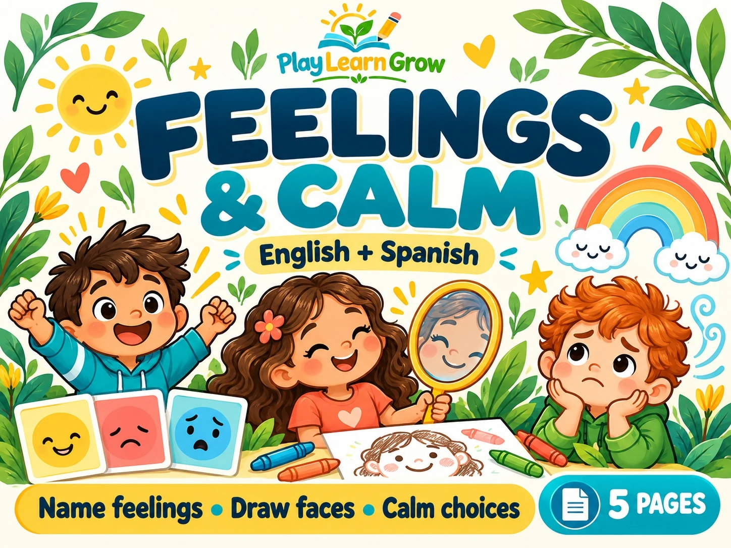 Feelings and Calm-Down Worksheets for Kids – English and Spanish