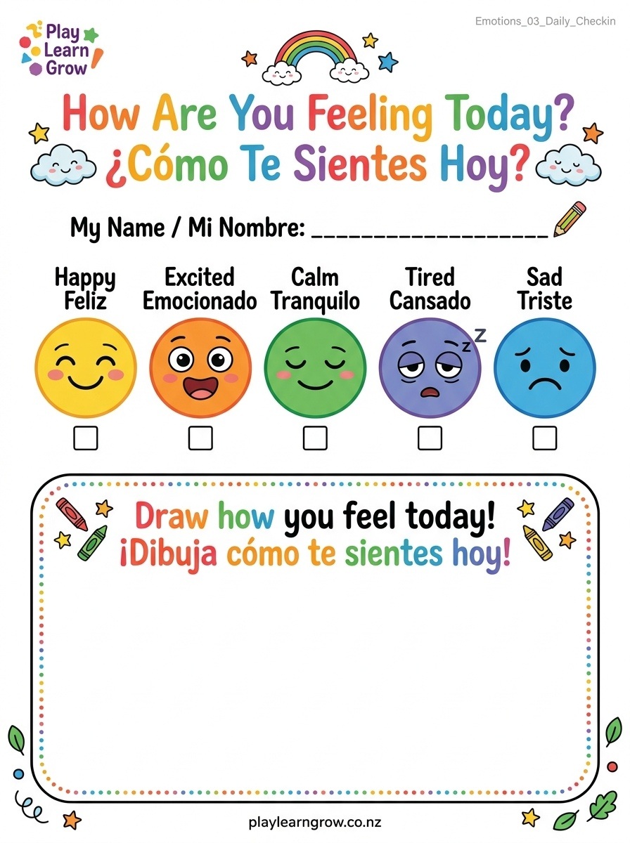 Feelings and Calm-Down Worksheets for Kids – English and Spanish preview 3