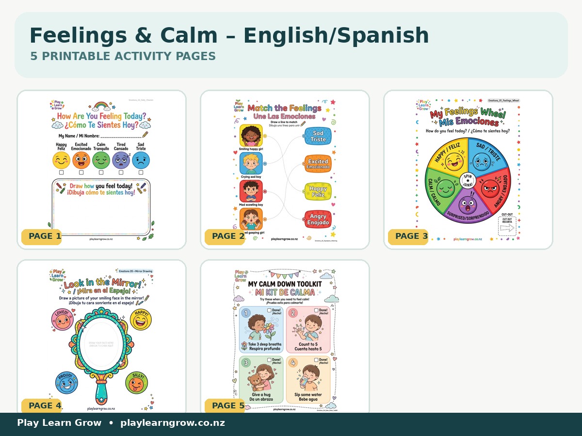 Feelings and Calm-Down Worksheets for Kids – English and Spanish preview 2
