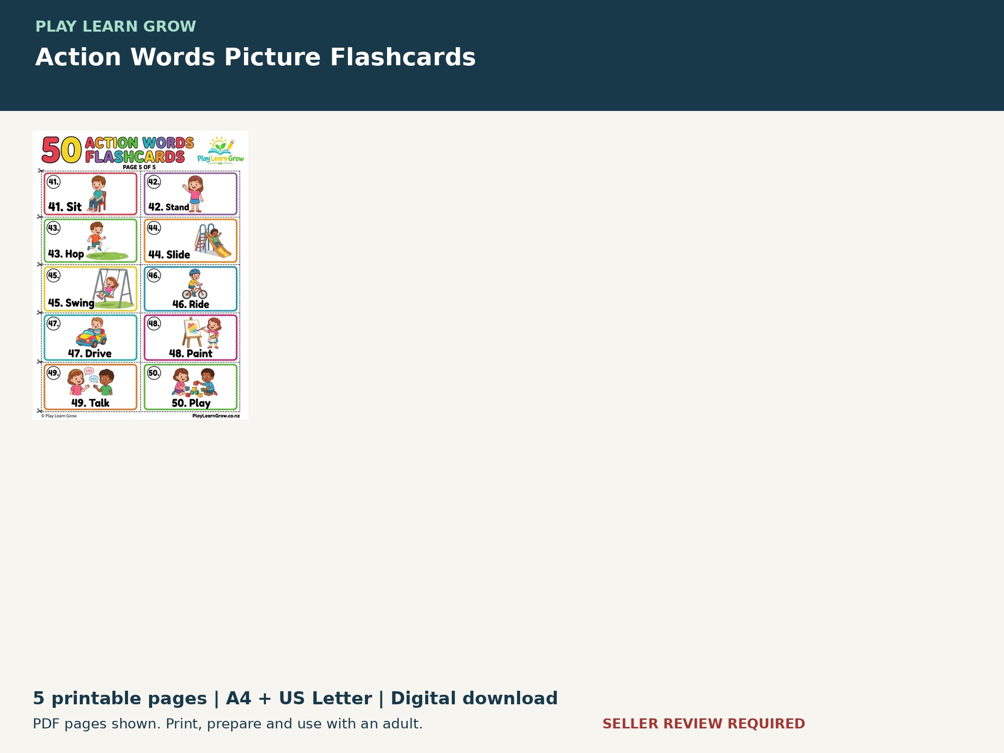 Action Words Picture Flashcards preview 3