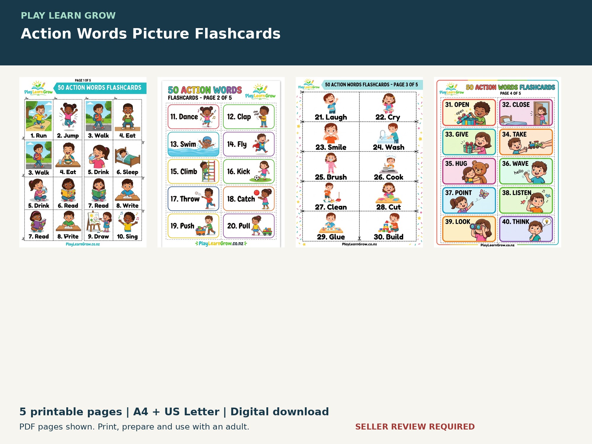 Action Words Picture Flashcards preview 2