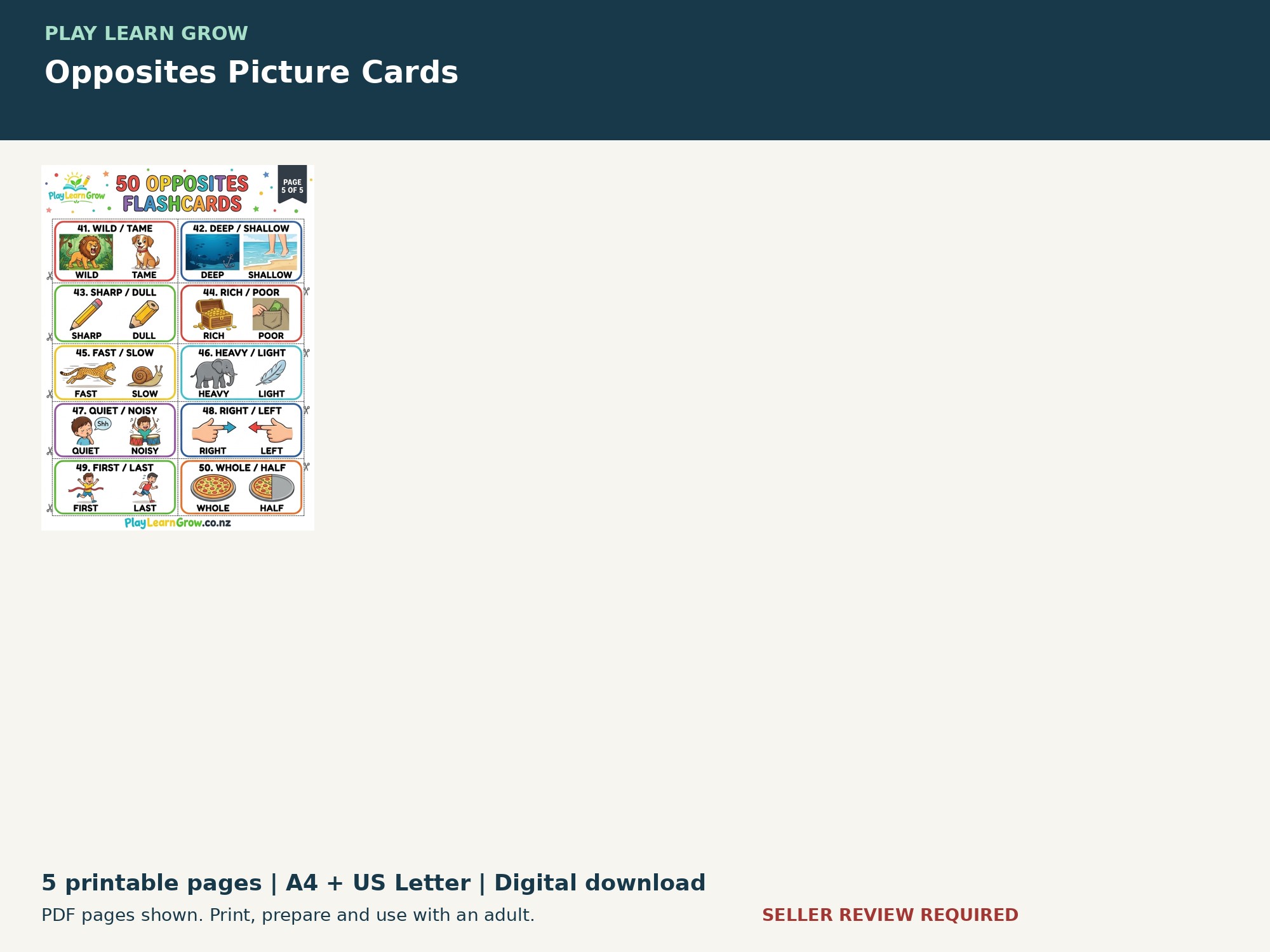 Opposites Picture Cards preview 3