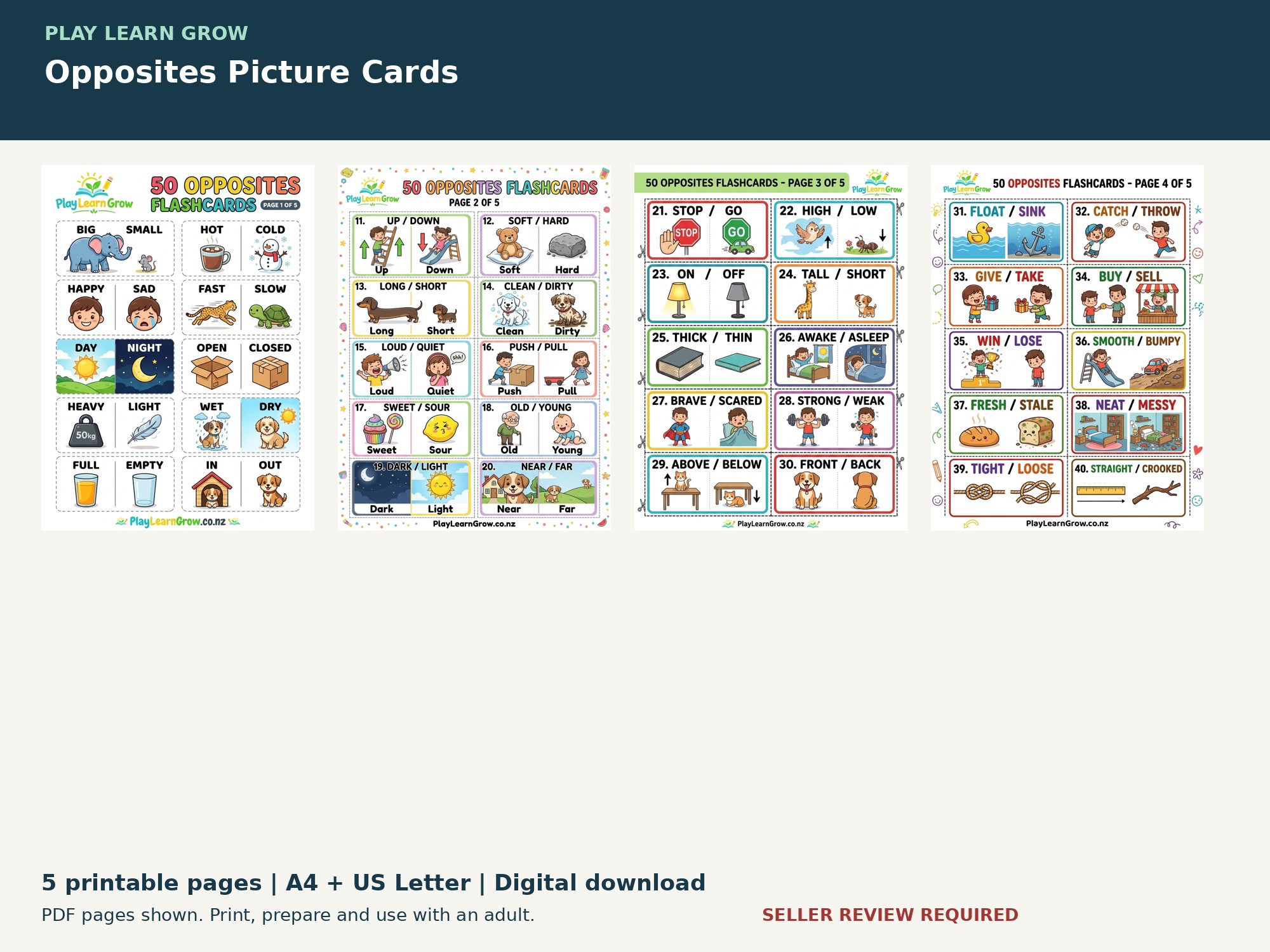 Opposites Picture Cards preview 2