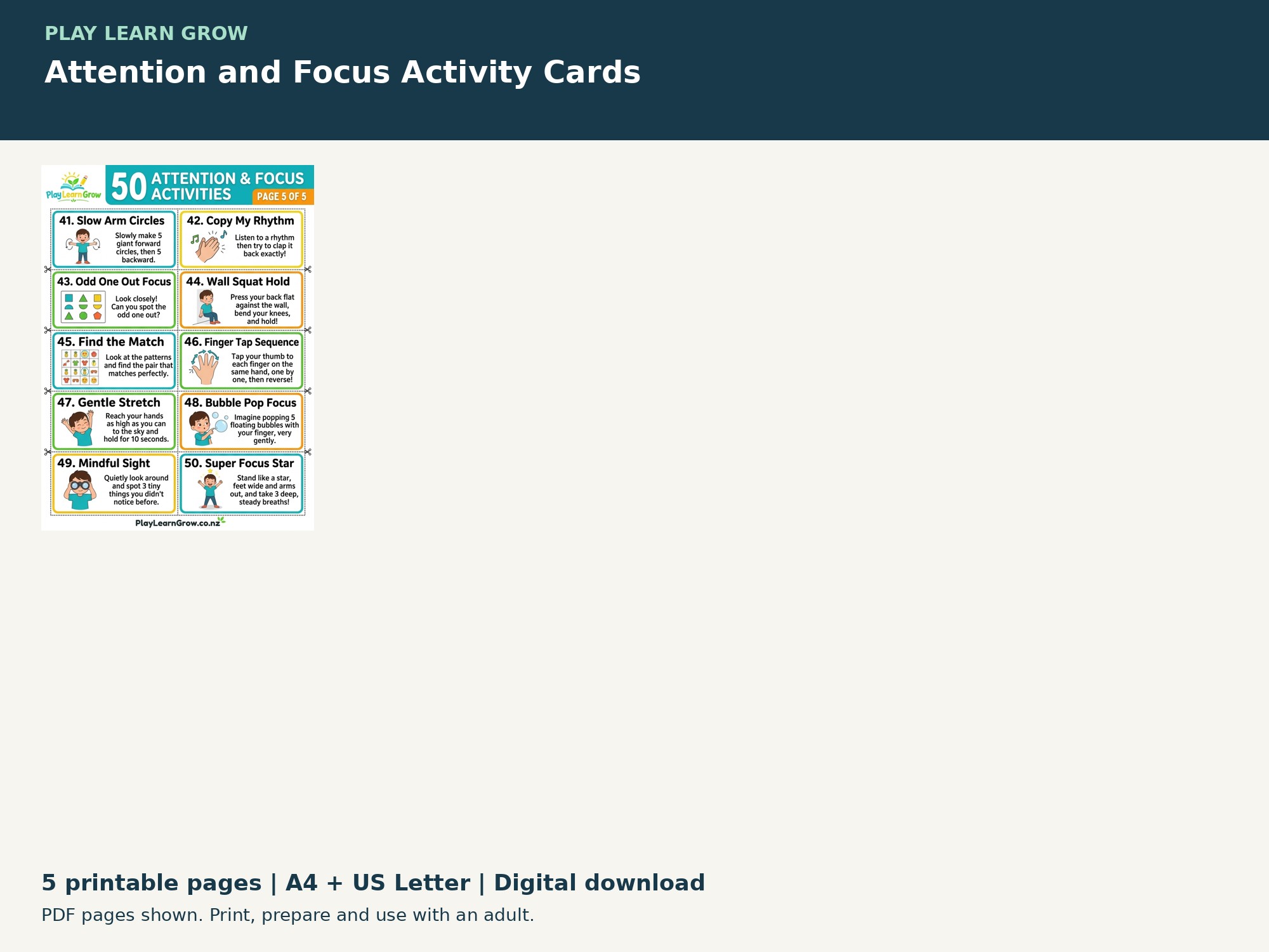 Attention and Focus Activity Cards preview 3
