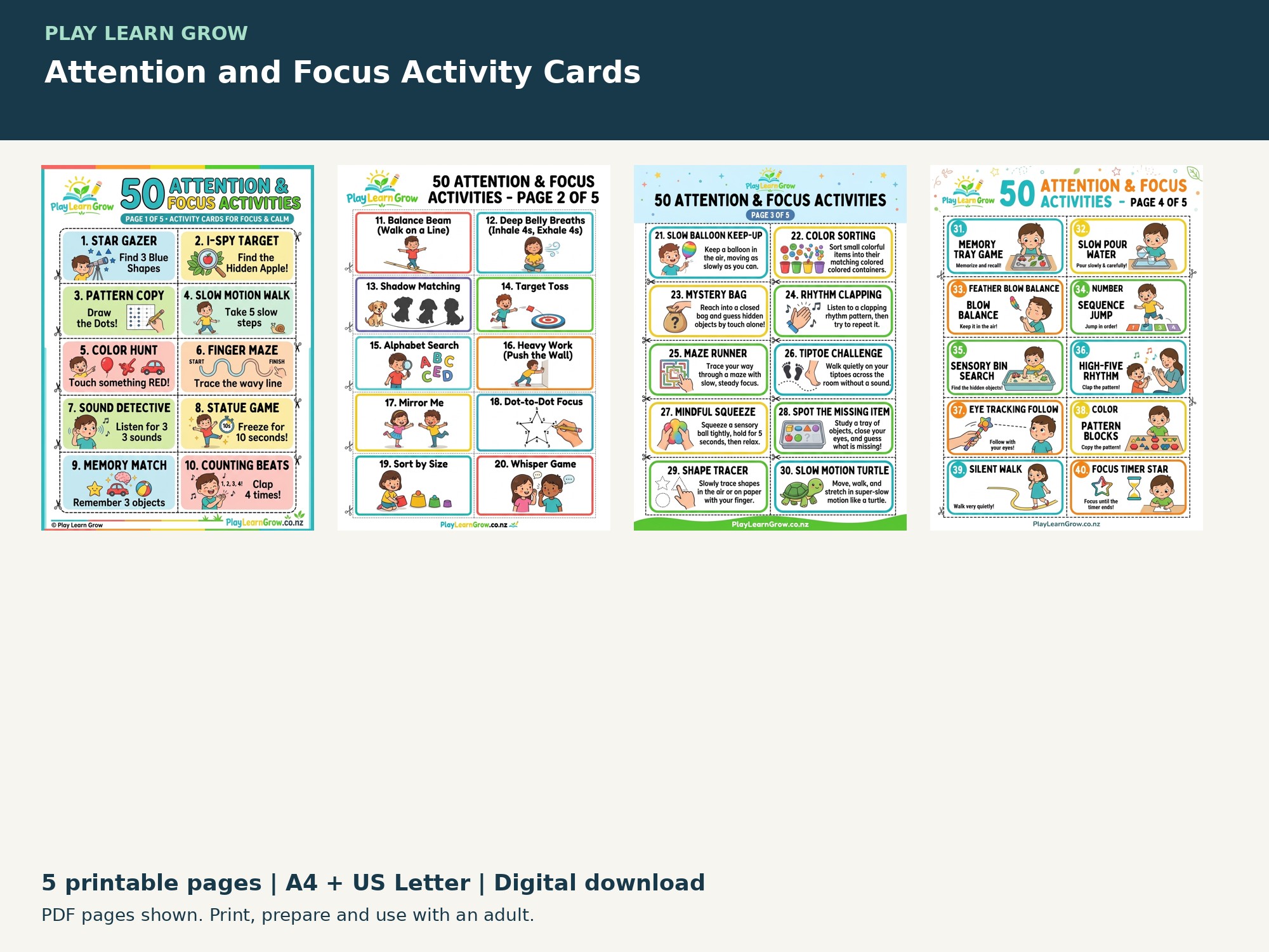 Attention and Focus Activity Cards preview 2
