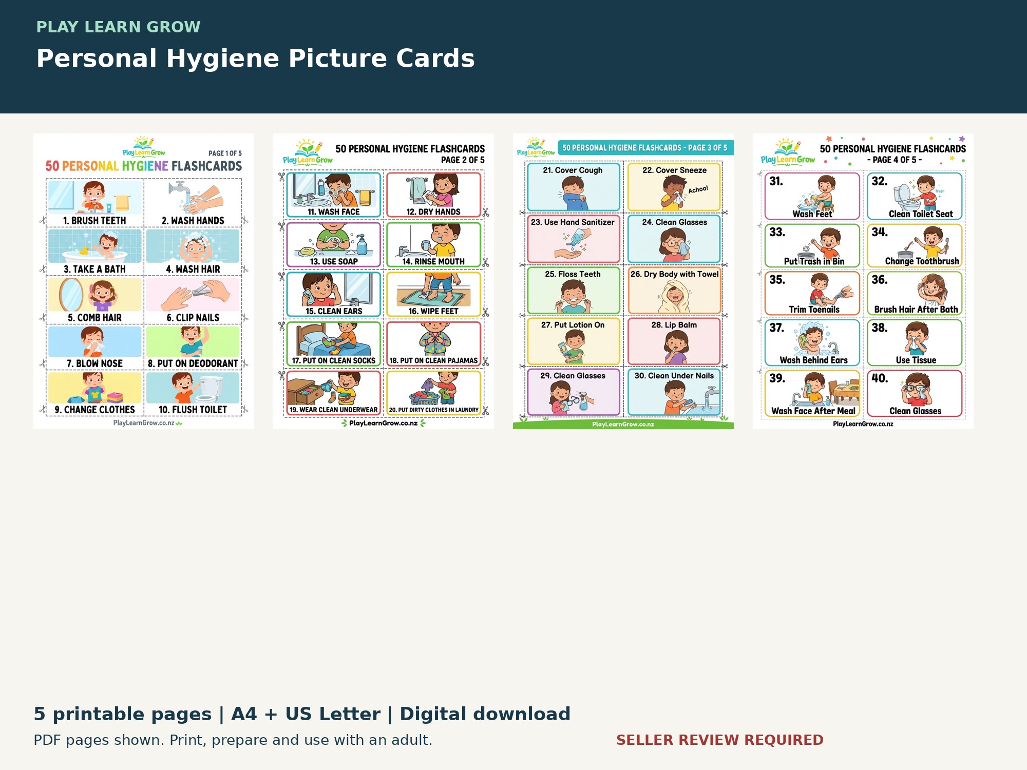 Personal Hygiene Picture Cards preview 2