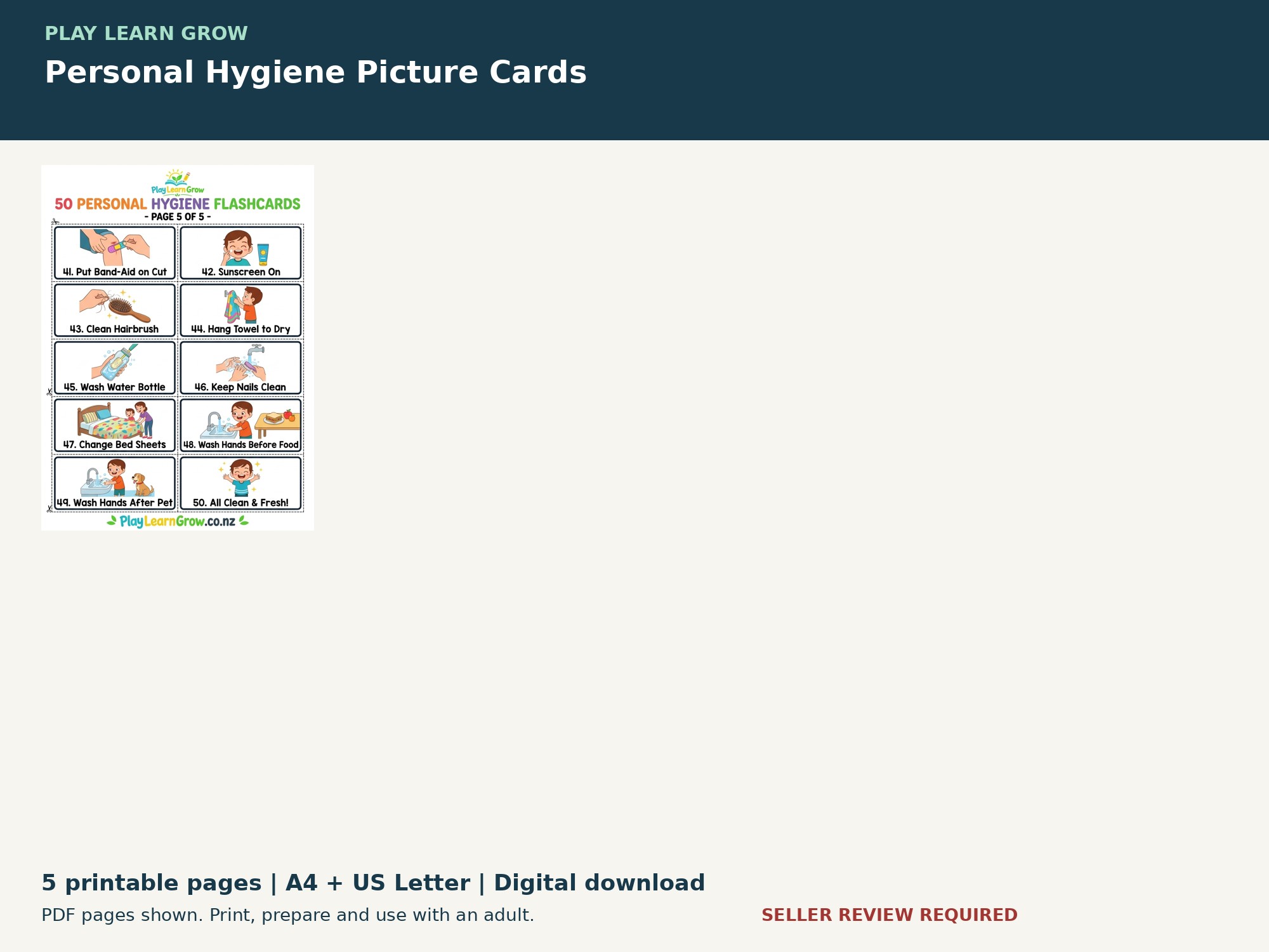 Personal Hygiene Picture Cards preview 3