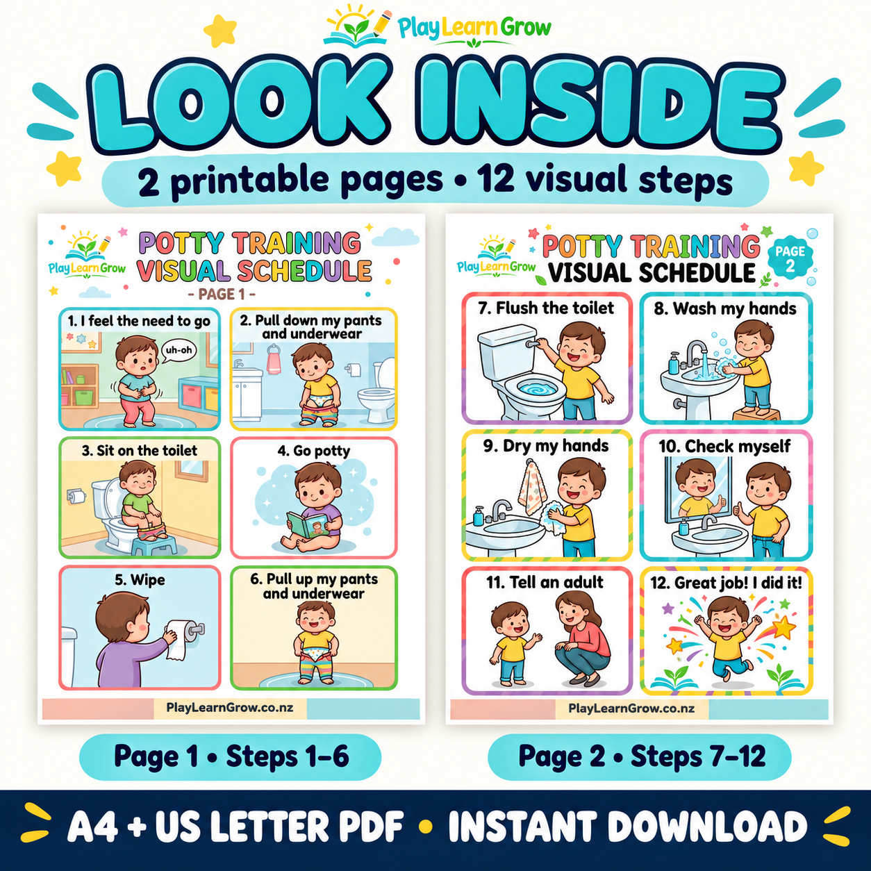Potty Training Visual Schedule - 12 Steps preview 2
