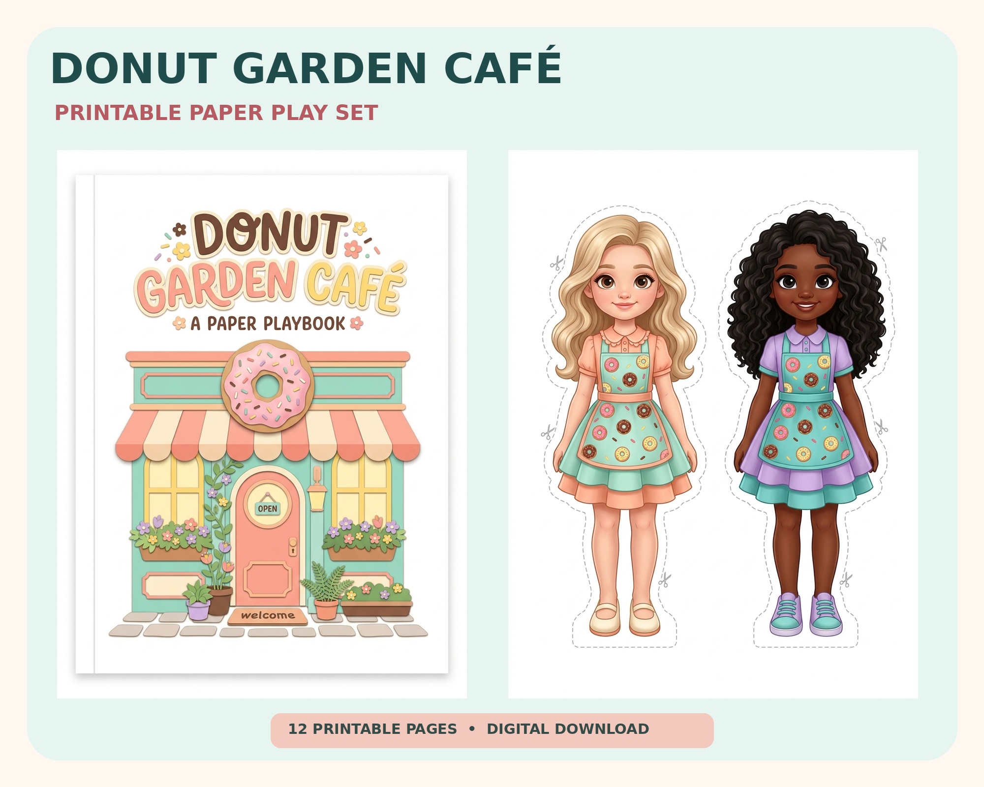 Donut Garden Café — Printable Paper Play Set