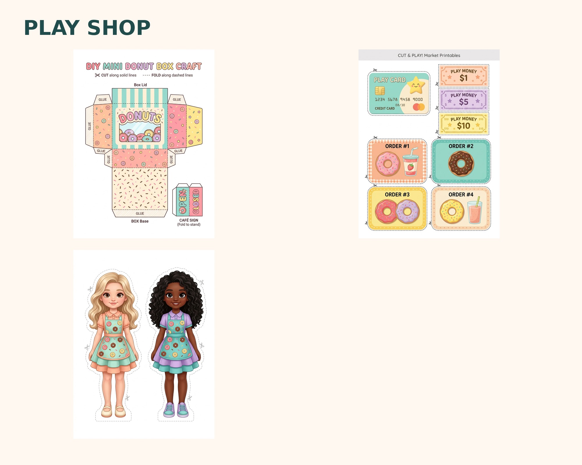 Donut Garden Café — Printable Paper Play Set preview 4