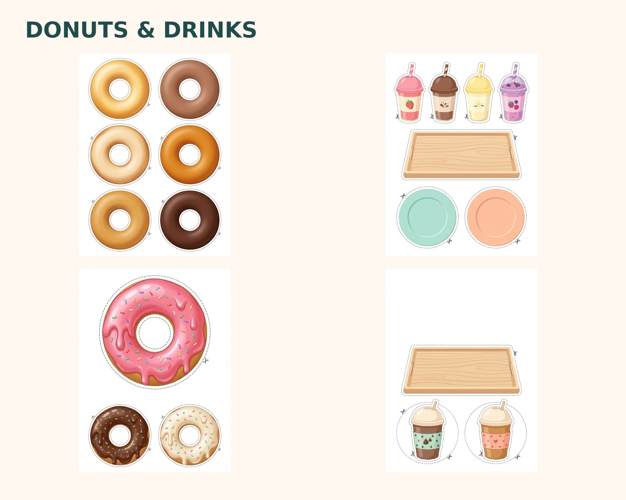 Donut Garden Café — Printable Paper Play Set preview 3